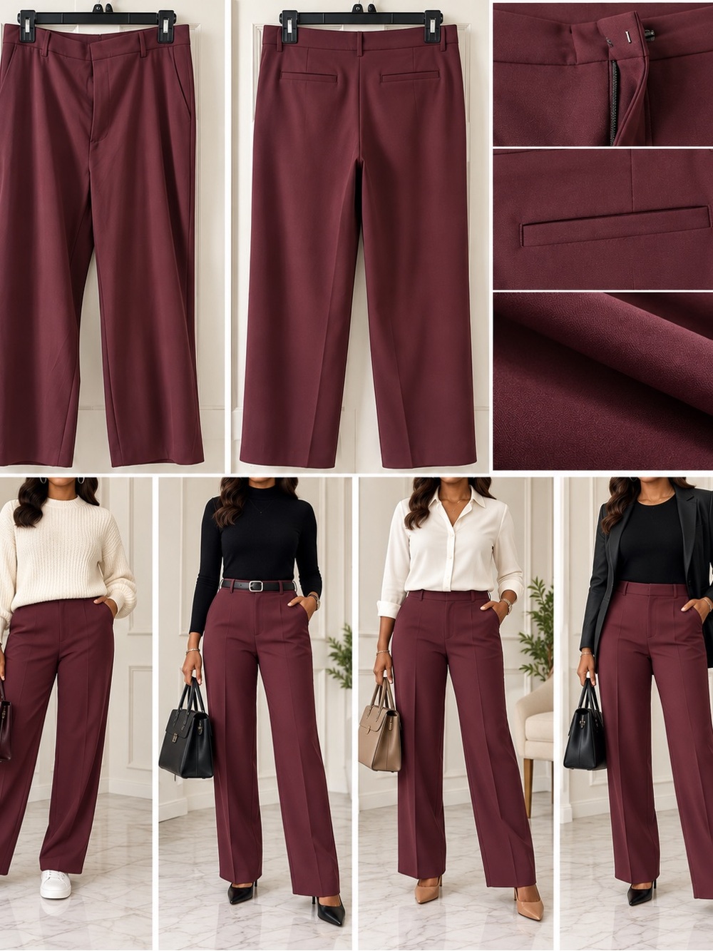 Banana Republic Tailored Straight-Leg Pants in Burgundy 20 T